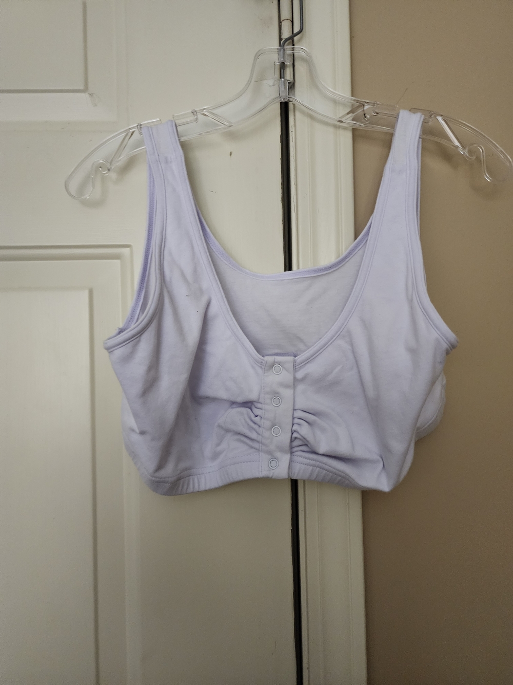 Sleep Bra Light Cotton Feel White Front-Snap XL Comfort Bra